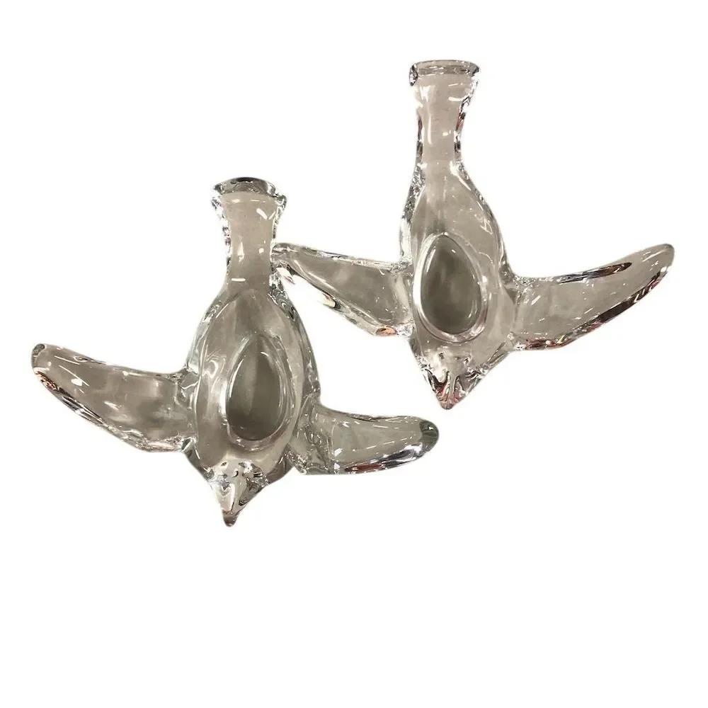 Vintage Princess House Crystal Dove Candy Dish Figurine Lot of 2 - Picture 2 of 3